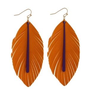 Game Day Faux Leather Feather Earrings